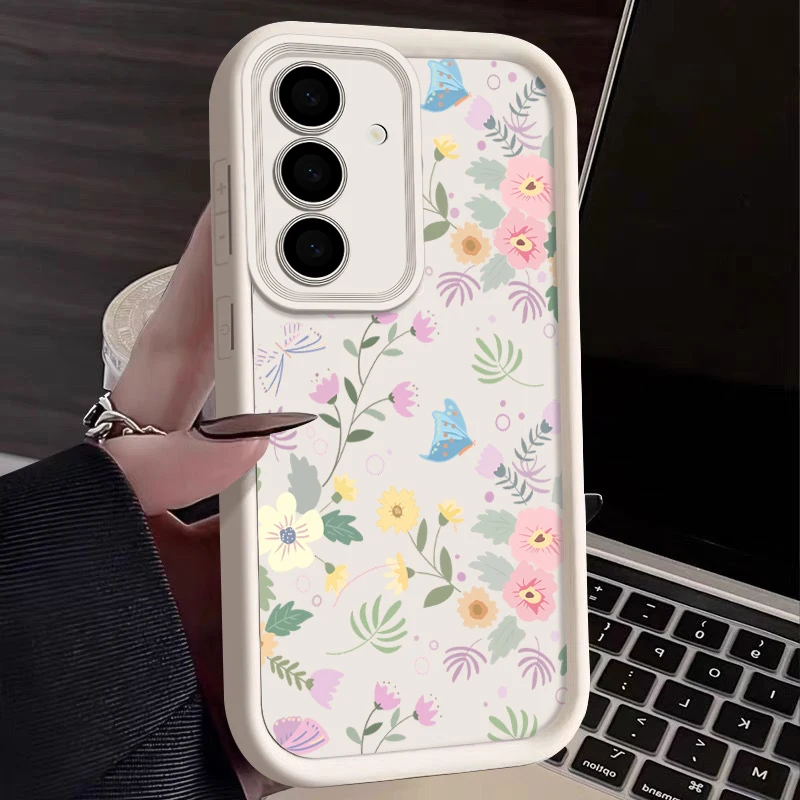 Romantic Flowers Phone Case For Samsung Galaxy S24 S23 S22 Ultra S24 FE A14 A34 A15 A35 A52 A53 A54 A25 A16 5G Silicone Cover ﻿﻿