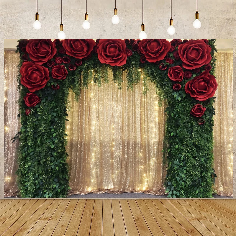 Wedding Photocall Flower Marriage Birthday Valentine\'s Day Backdrop Castle Photography Background Photo Studio Table Banner