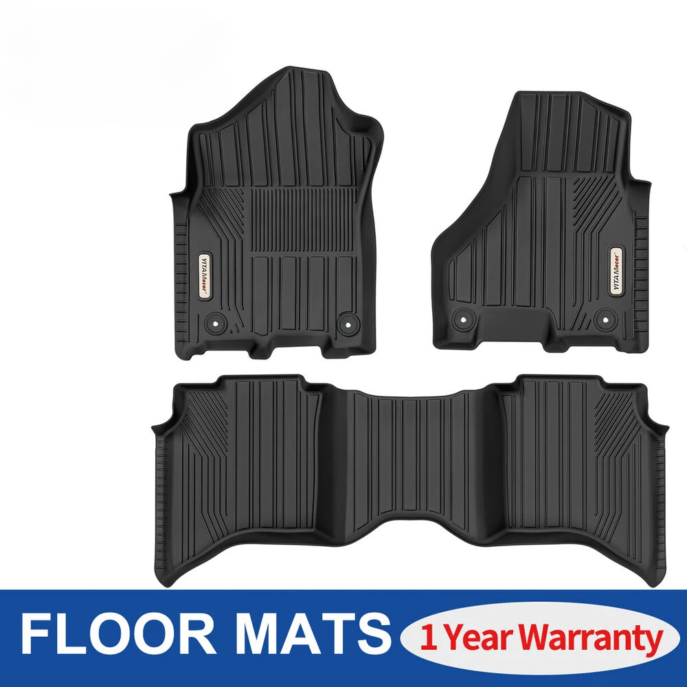 3D Molded Floor Mats for 2019-2024 Ram 2500 3500 Crew Cab All Weather TPE Liner