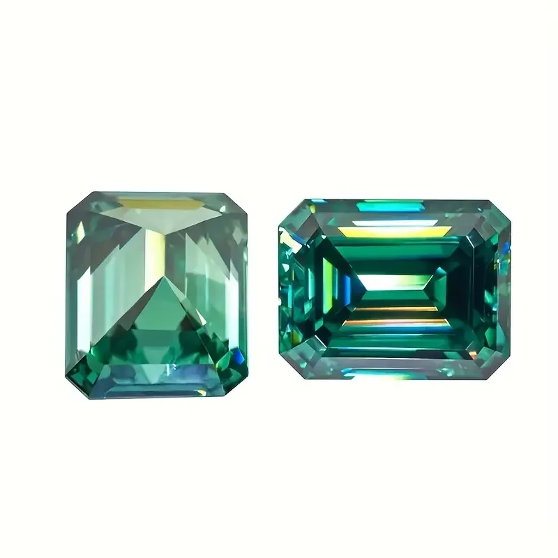 สร้อยคอต่างหูเพชรโมอิสสีเขียวมรกตขนาด5x7มม. 1กะรัต