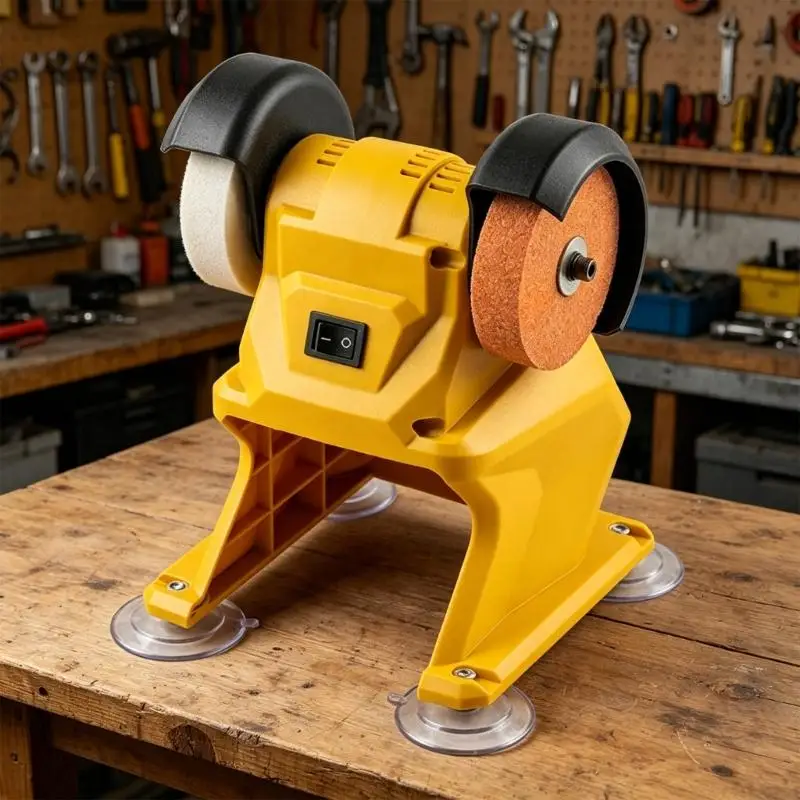 Akku-Schleifmaschine mit doppelter Schleifscheibe für Metall, Holz, DIY, kompatibel mit 21-V-Batterie-Plattform-Saugbasis D2RD – Detail 4