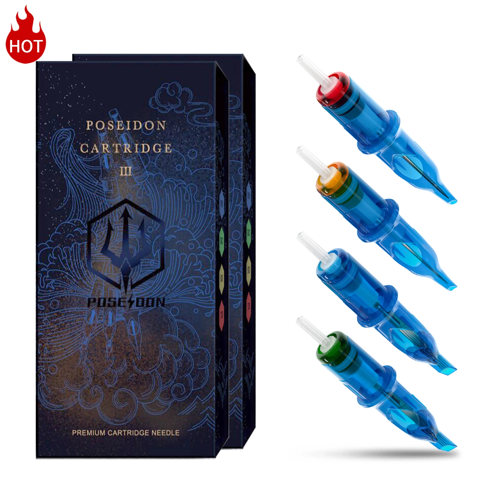 Tattoo Cartridge Needles POSEIDON V3 10PCS Disposable Safty RL RS RM M1 Tattoo Needle Hot Sale Purple Tattoo Cartridge Needles