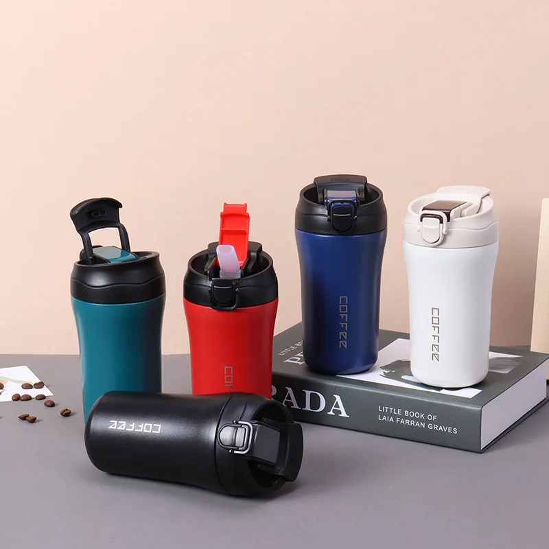 304 stainless steel insulated cup with high aesthetic value, dual drinking cup, large capacity, portable, simple and cold coffee