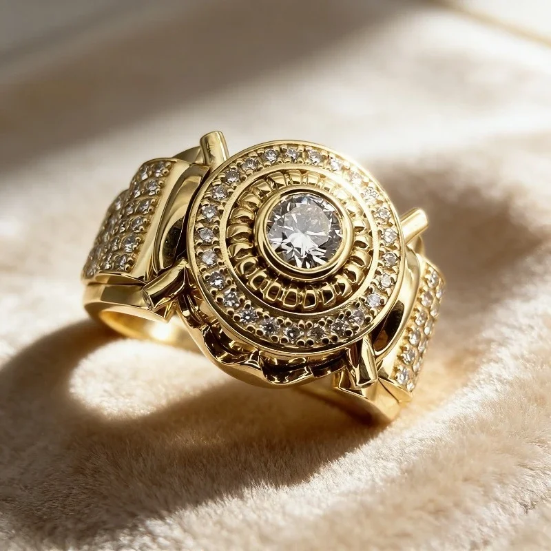 Huitan Brilliant Round CZ Rings for Engagement Female Attractive Opulent Finger Accessory Charming Gorgeous Jewelry for Party