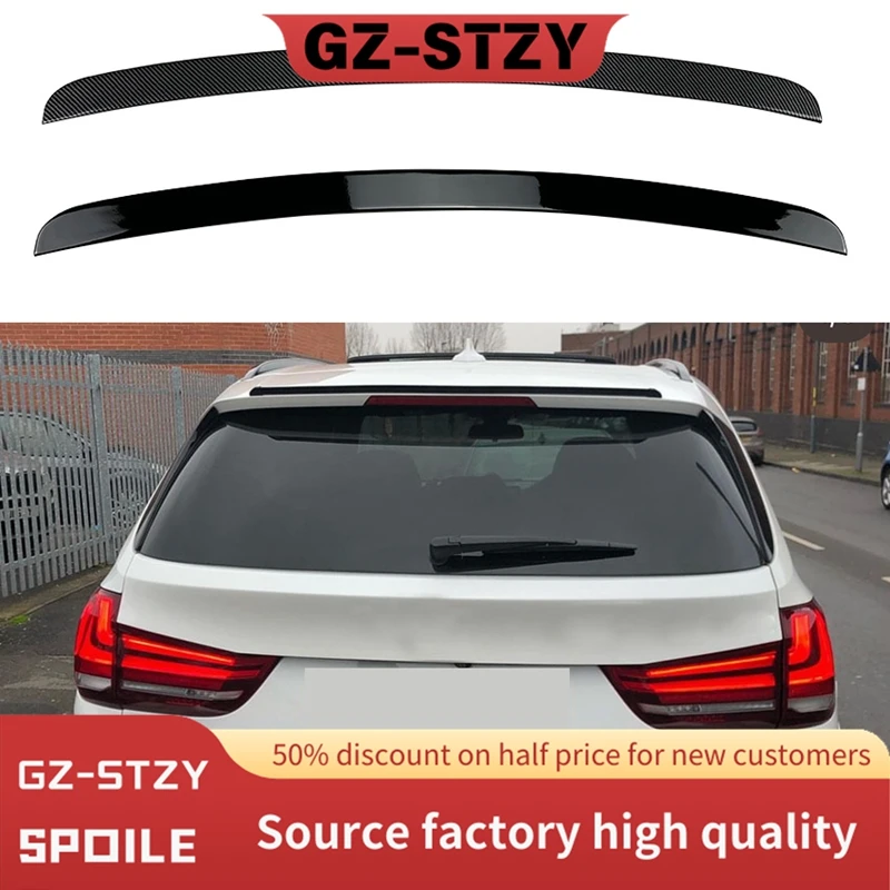 

2014-2018 Для BMW F15 X5: Задний спойлер на крышу/багажник, черный, под карбон, центральные крылья, тюнинг, аксессуары для кузова