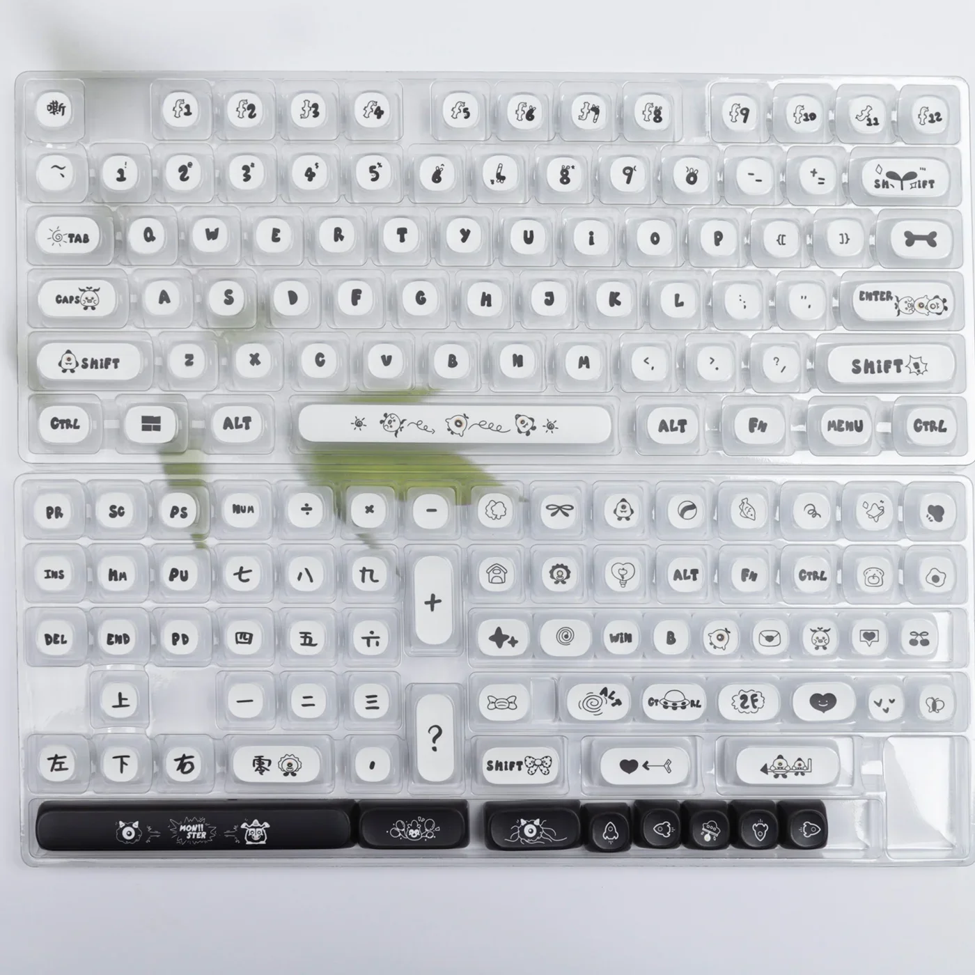 Monster Keycap Transparent MOA Highly Pure White Cute MAC Hot Sublimation HI75 K99 F99 104 F87 Moe