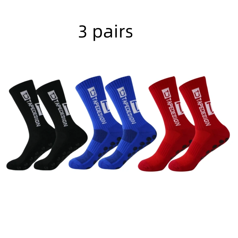 3 Pairs New Anti Slip Football Socks For Men\'s Outdoor Sports Grip Football Socks 39-45