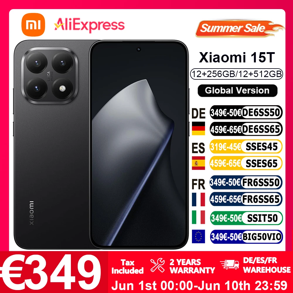 Version mondiale Xiaomi 15T Projecteur Photographie Écran 6,83" 120 Hz 67 W HyperCharge 5500 mAh MediaTek Dimensity 8400-Ultra Leica Summilux lentille optique Light Fusion 800 Extraordinaire HDR10 + à
