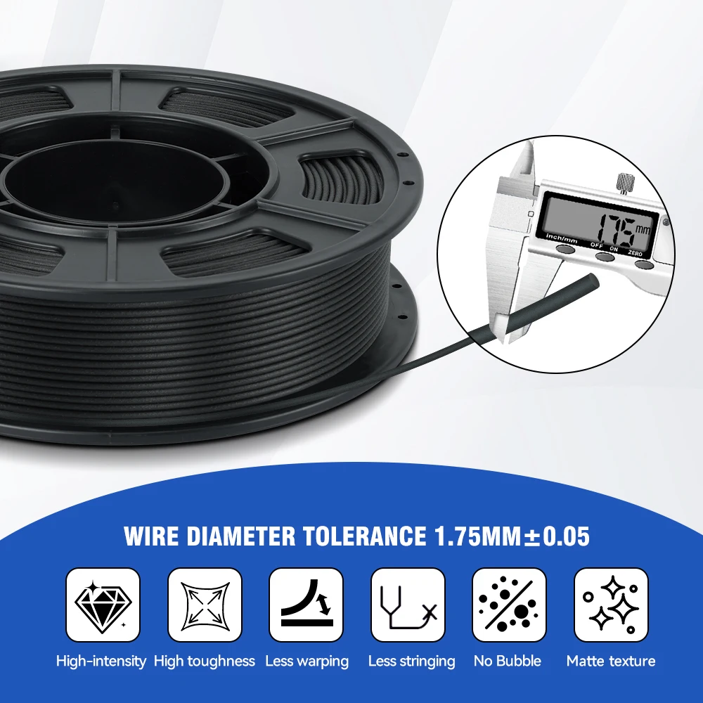 KINGROON Carbon Fiber PLA PETG Nylon Filament 1.75mm 0.3KG (NOT 1KG), High Strength PLA-CF PETG-CF PA-CF For 3D Printer, 300g view 3
