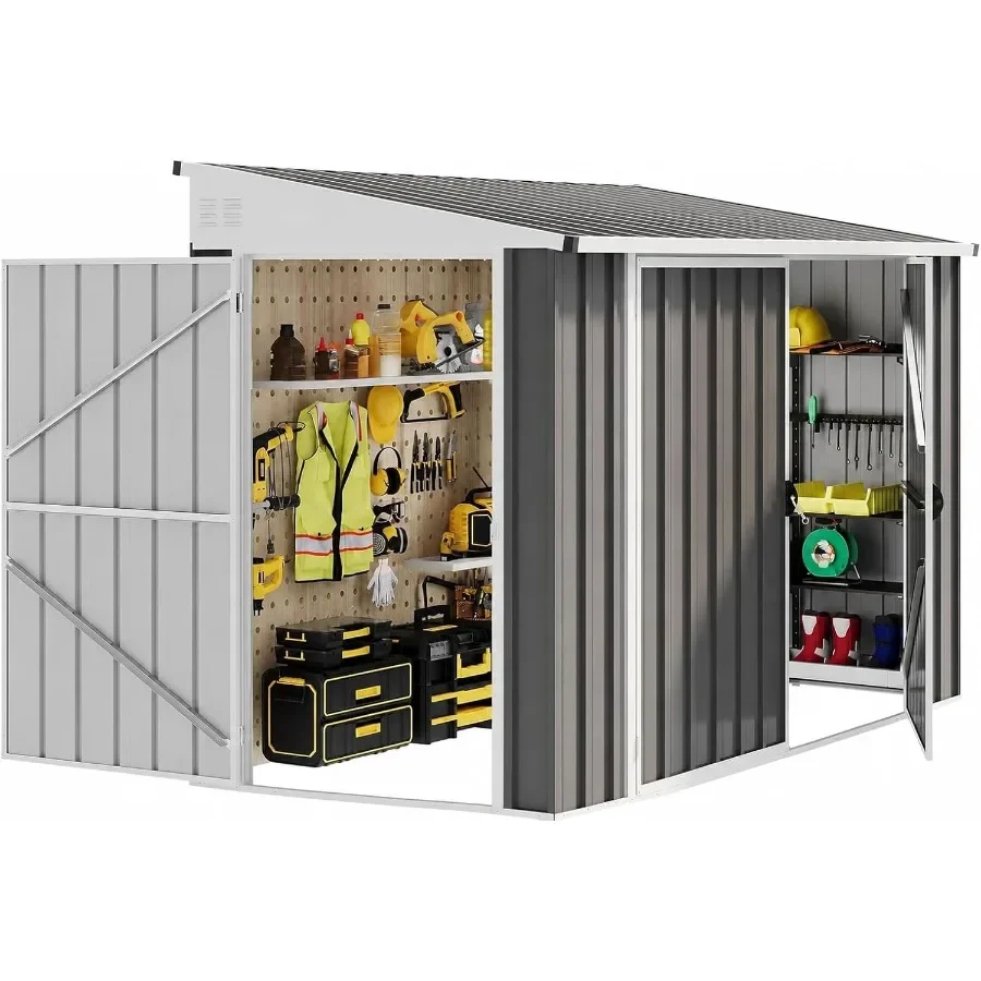 7x4 FT Outdoor Weatherproof Storage Shed, Secure Metal Bike Shed w/Lockable Entry, Garden Storage Solution for Lawn Equipment,