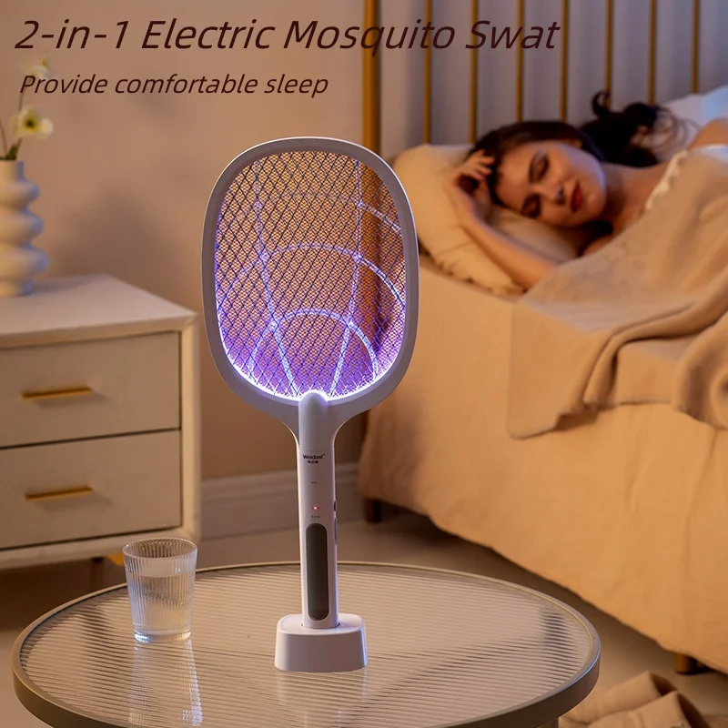 Electric mosquito swatter, 2500V USB rechargeable mosquito swatter, suitable for use with indoor and outdoor mosquito killer