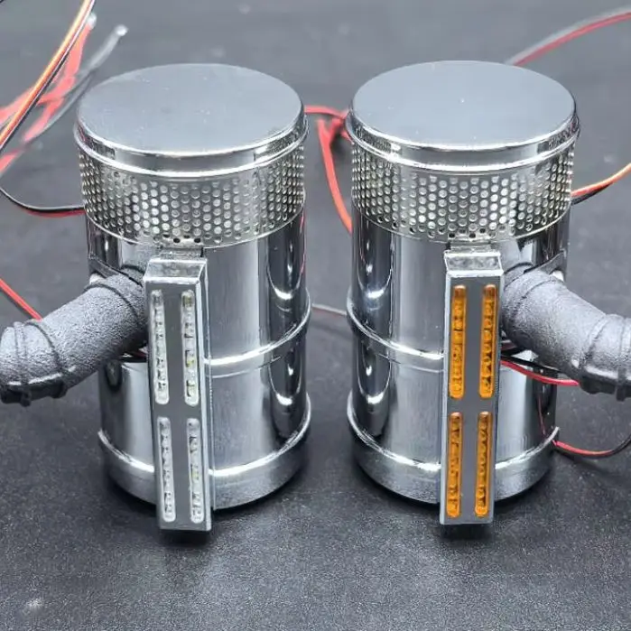 

Upgrade 1:14 Alloy Air Filter with LED Light Bars for DIY TAMIYA Radio Control Tractor Truck 56344 56301 King Hauler Accessories