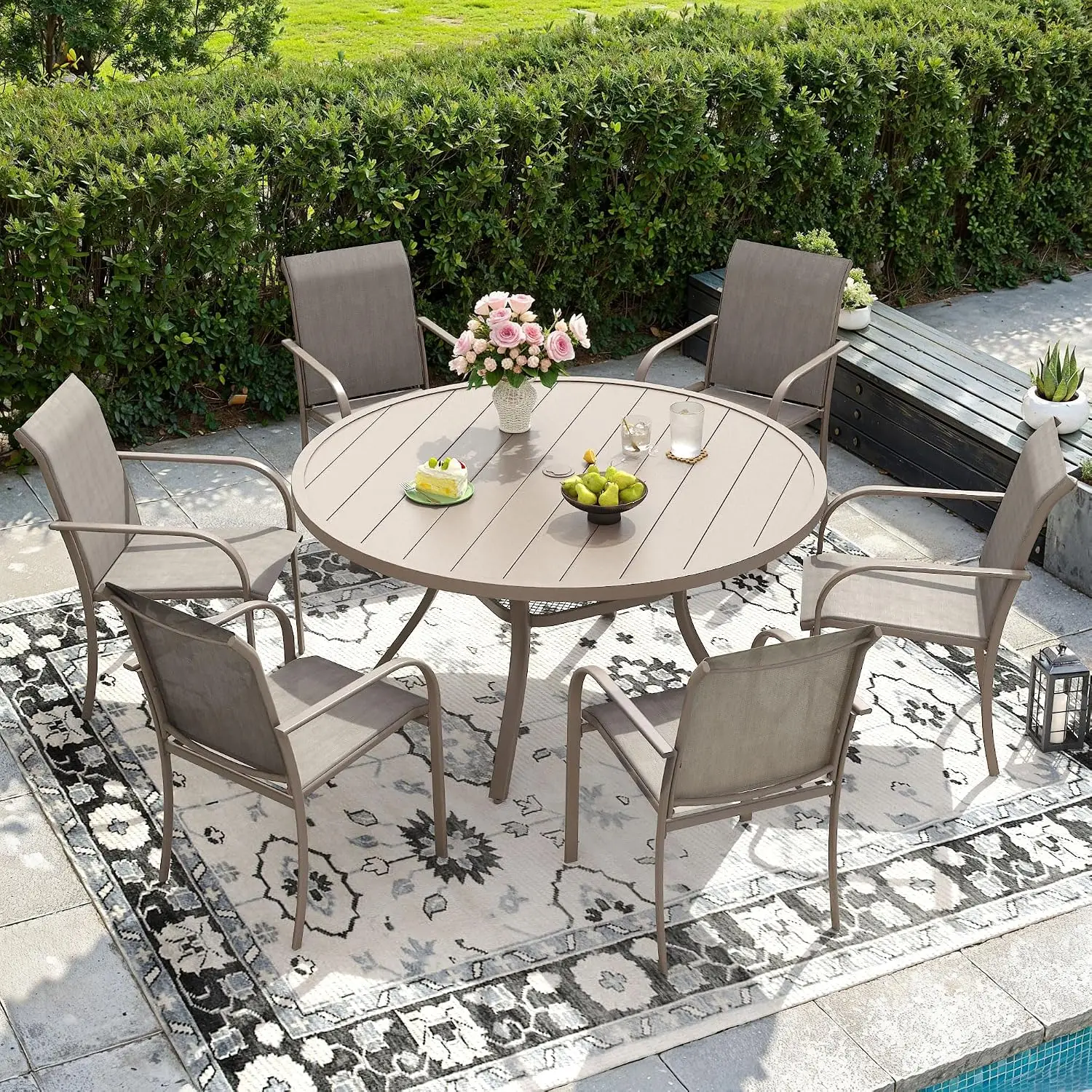 Outdoor Patio Dining Set for 6, 47.2