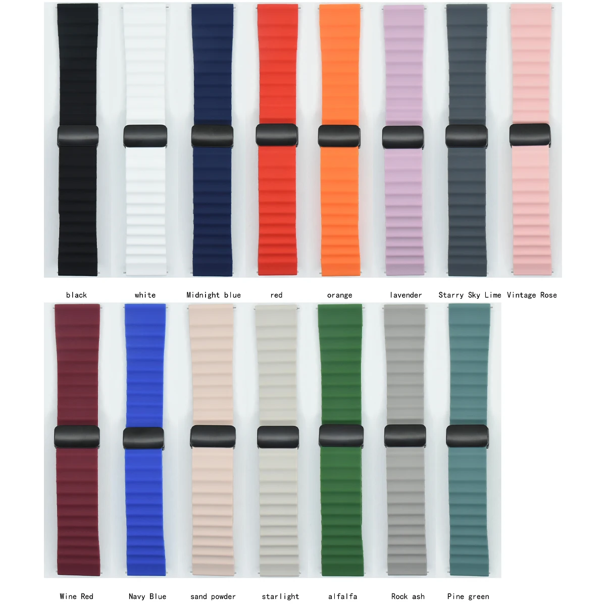 삼성 갤럭시 워치 7/6/5/4 40 44mm 스포츠 스트랩용 20mm 22mm 마그네틱 버클 스트랩, 워치 5 Pro/Active2 실리콘 팔찌