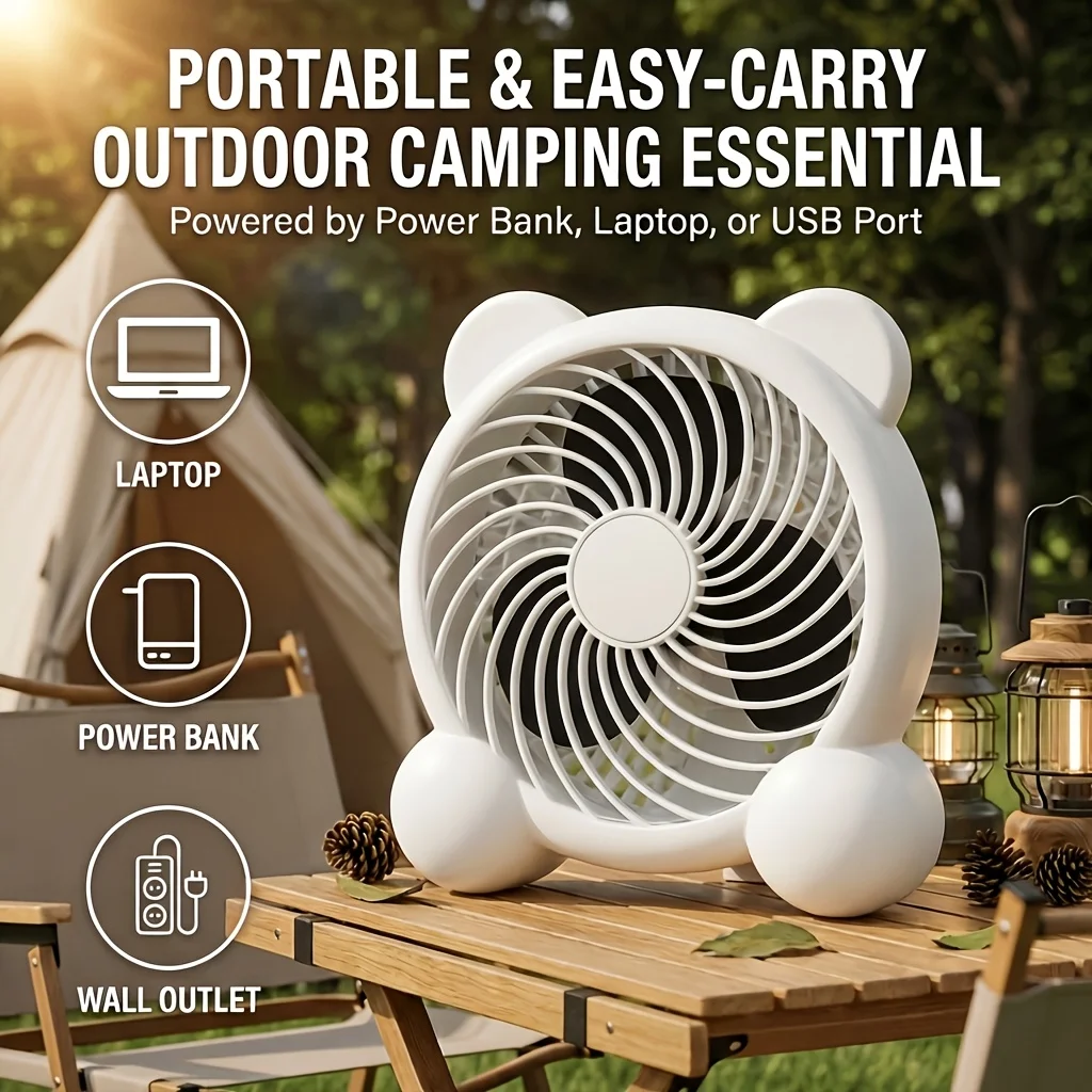 

Ultra-mini portable USB small fan, cute bear ear fan, 4-inch small USB portable fan, suitable for home and office summer gift