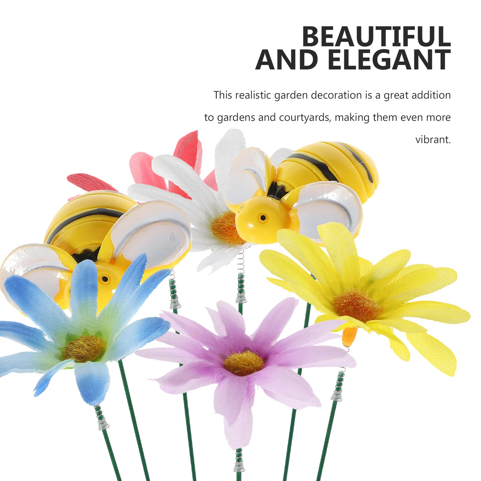 1 مجموعة محاكاة النحل زهرة حديقة حصص الزخرفية في الهواء الطلق ساحة زارع حصص الراتنج مادة الحديد نابضة بالحياة