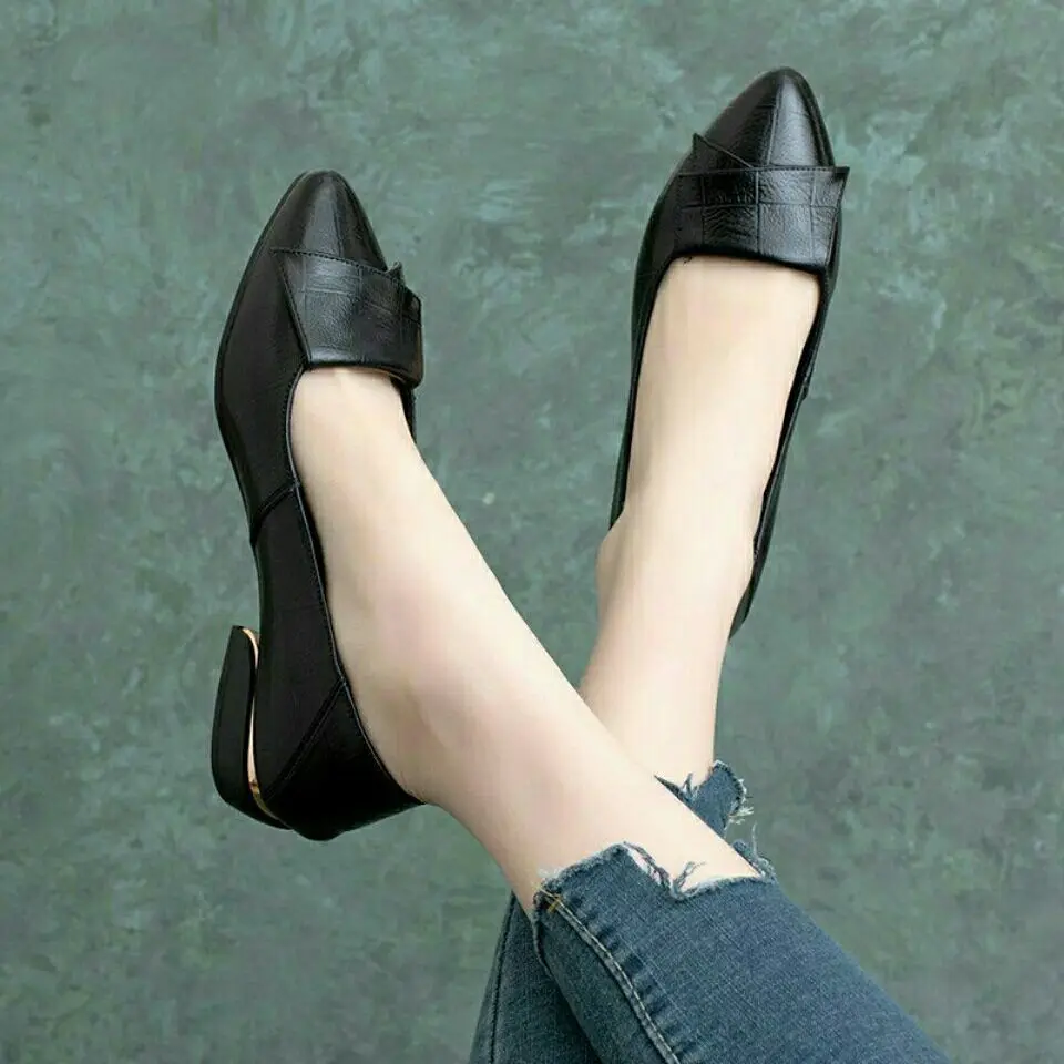 Woman Pumps Formal Low Heel Elegant Red Shoes For Women Moccasins Pointed Toe Y2k Premium Offer High Quality Social On E A