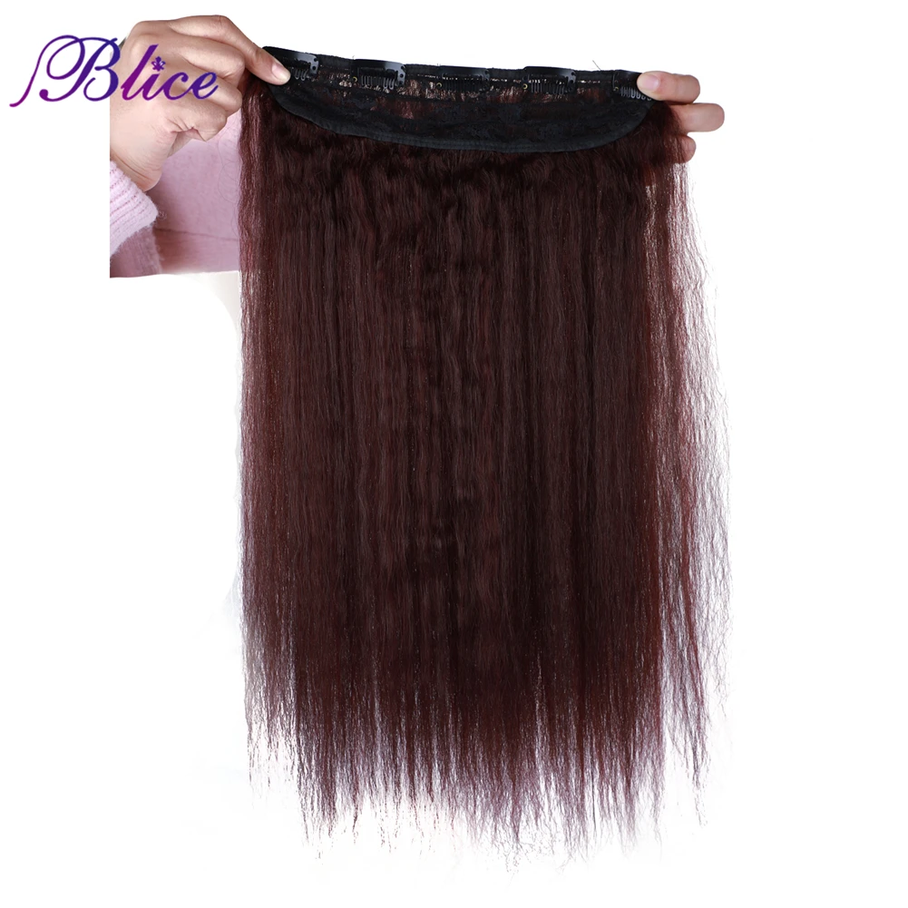 Blice Synthetic Yaki Straight Clip-in Hair Pieces Cute Accessories Kanekalon Hair Extensions Pure Color 18-24inch For Women