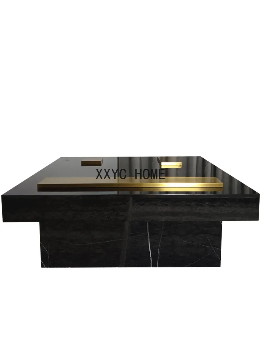 

Marble Tea Table Post-Modern Tempered Glass Square Small Apartment Home Living Room Tea Table