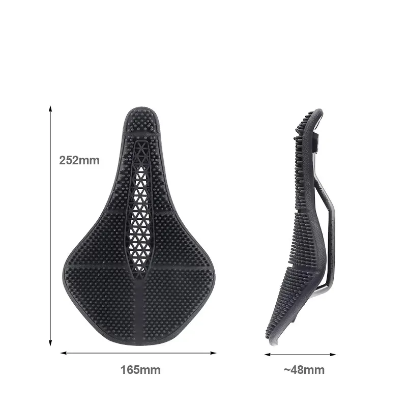 BOLANY Bike Saddle 3D Massage Breathable Seat Cr-Mo Rail Nylon Base Universal Fit Black 156*252mm