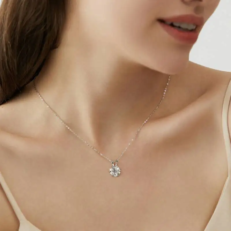 

Stylever Shiny 1CT Real Moissanite Diamond Pendant Wedding Necklace For Women Real 925 Sterling Silver High Quality Jewelry