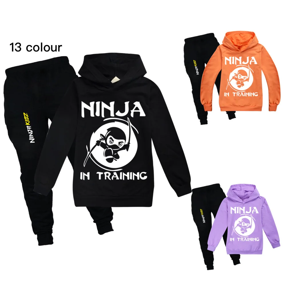

2023 New NINJA KIDZ Clothing Children Birthday Suit Boys Girls Tracksuits Kids Sport Suits Hoodies Sweatshirt +Pants 2pcs Set