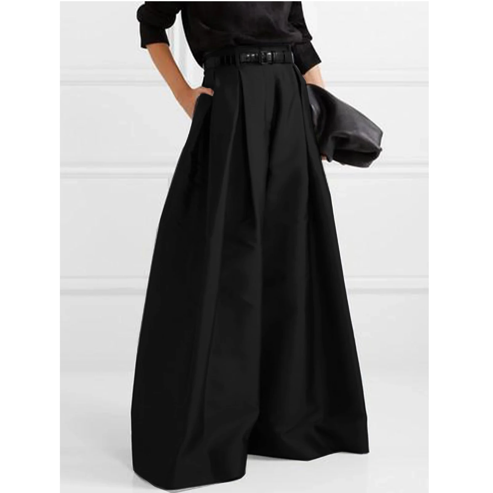 Krisnanas Fashion High Waisted Loose Pleated Solid Color Pants Casual Wide Leg Pants Spring Casual Loose