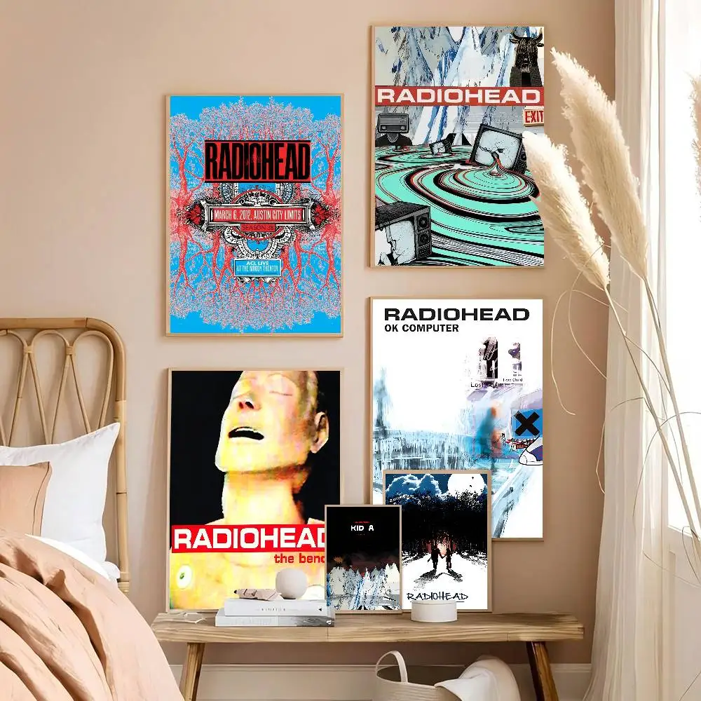 Pósteres Vintage de banda de Rock r-radiohead, pegatina de papel Kraft Retro adhesiva, bricolaje, habitación, Bar, cafetería, decoración de habitación Kawaii, 1 ud.