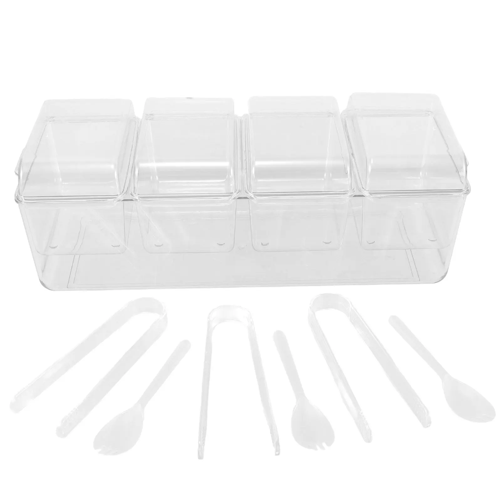 

1 set Ice Chilled Fruit Box Detachable Multi Compartment Snack Containers Transparent Salad Meal Prep Tray Party Picnic