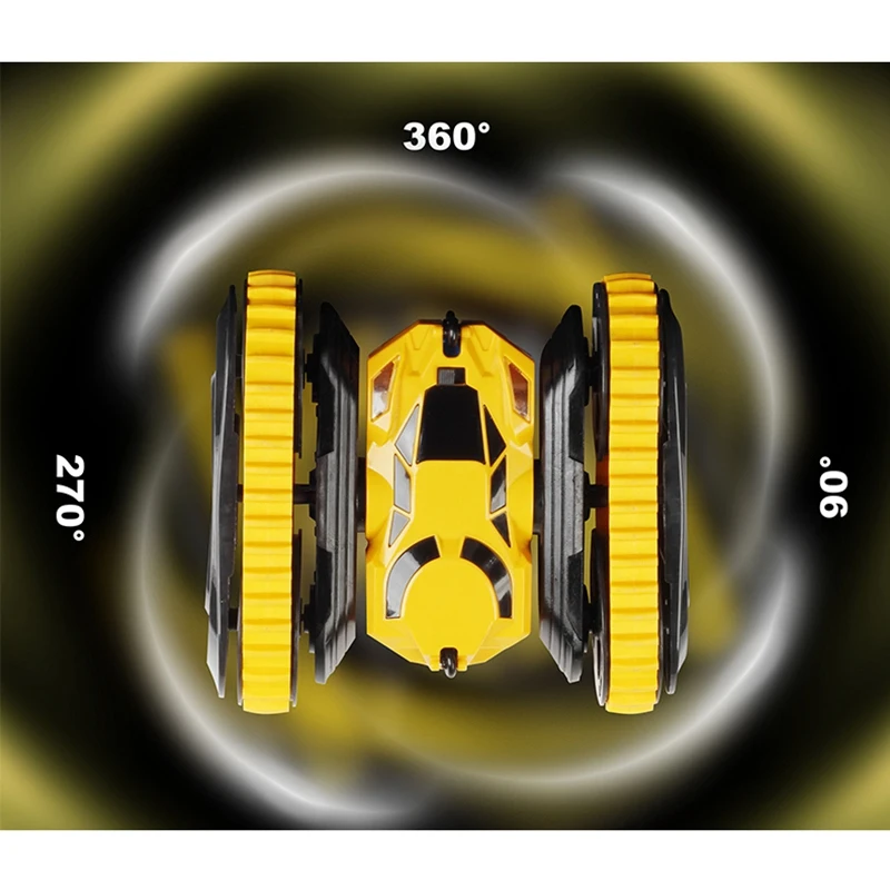 Samochód RC 2 w 1 2,4 GHz Samochód kaskaderski do driftu Zbiornik gąsienicowy Samochód skokowy 360 °   Odchylane zabawki pojazdów RC ze światłem LED