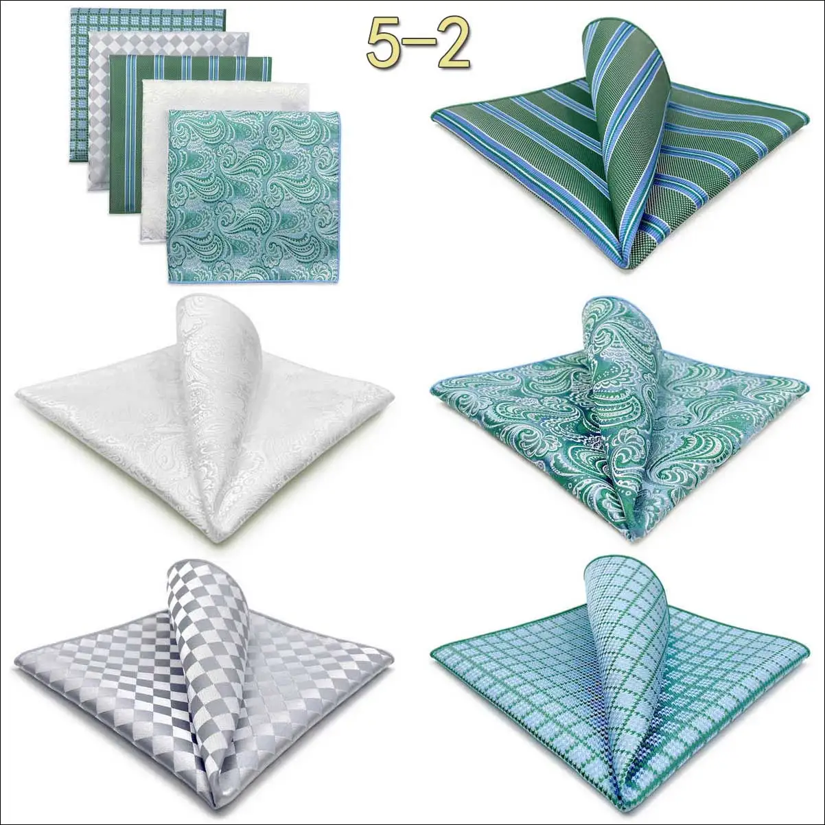 5 Pack Mens Suit Pocket Square Handkerchief Set Various Hanky Lot Classic Gentlemen Wedding Gift Accessories Large Dropshipping
