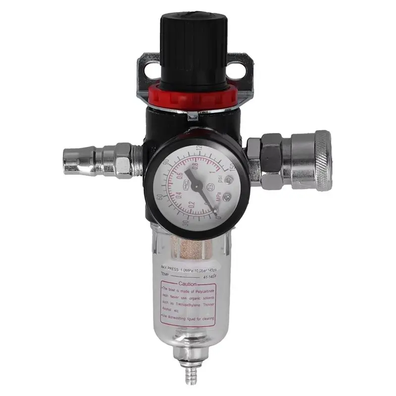 AC57-AFR2000 1/4In Air Compressor Moisture Filter Water Oil Separator Regulator With Pressure Gauge