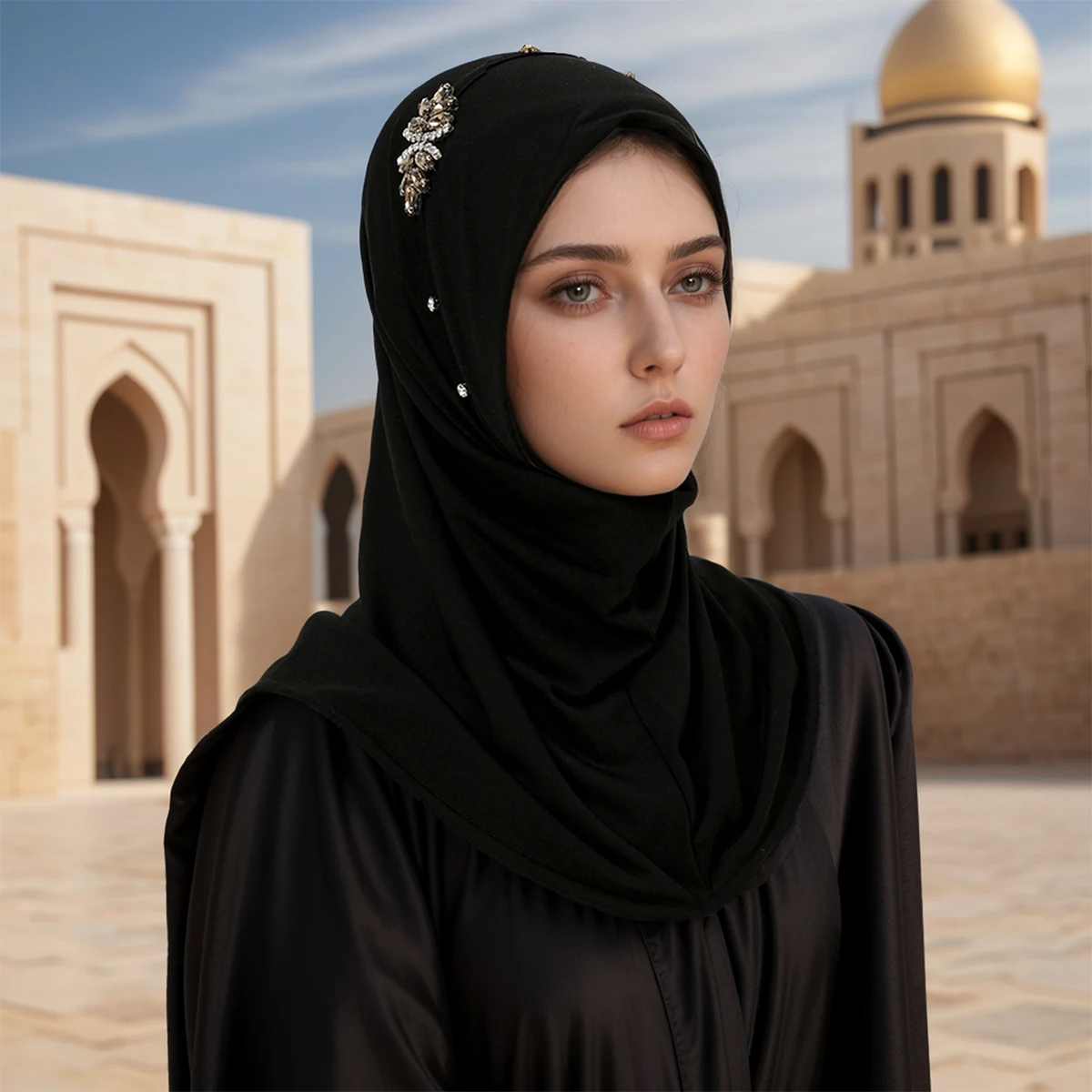 

Muslim Instant Jersey Hijab With Nail Drill Pure Color Soft Headband For Women Breathable Headscarf Newest Simple Turban 55*40cm