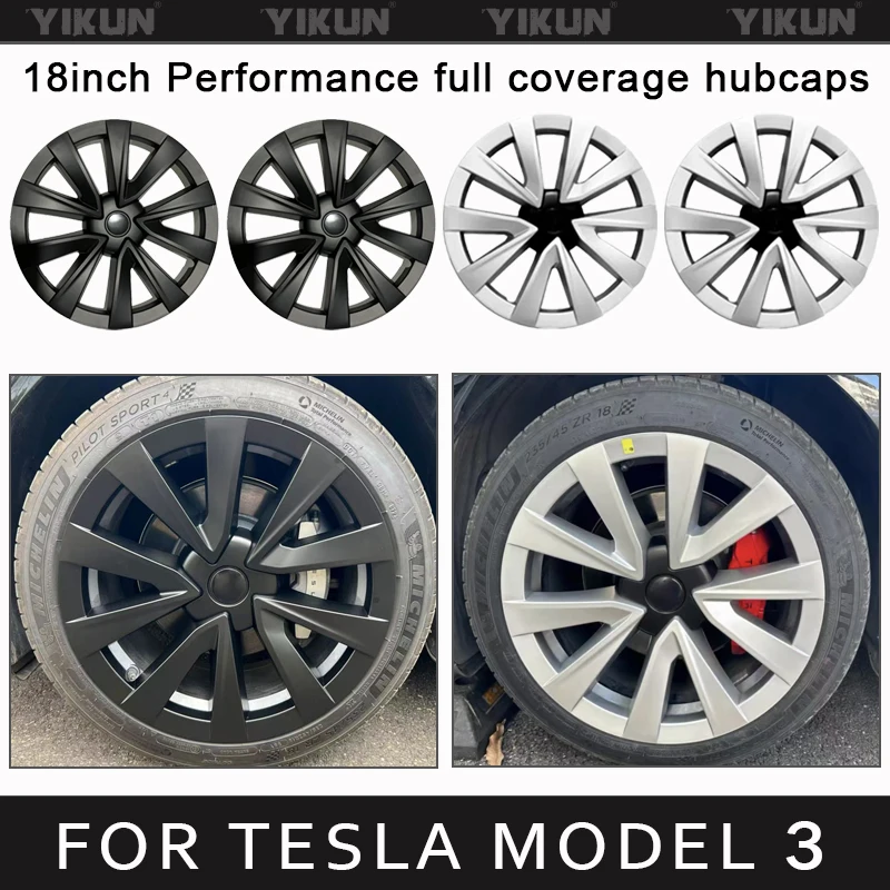 

4PCS HubCap for Replacement Tesla Model 3 Wheel Cover 18 Inch Automobile Hub cap Full Rim Cover Accessories 2018-2023 Wheel Cap