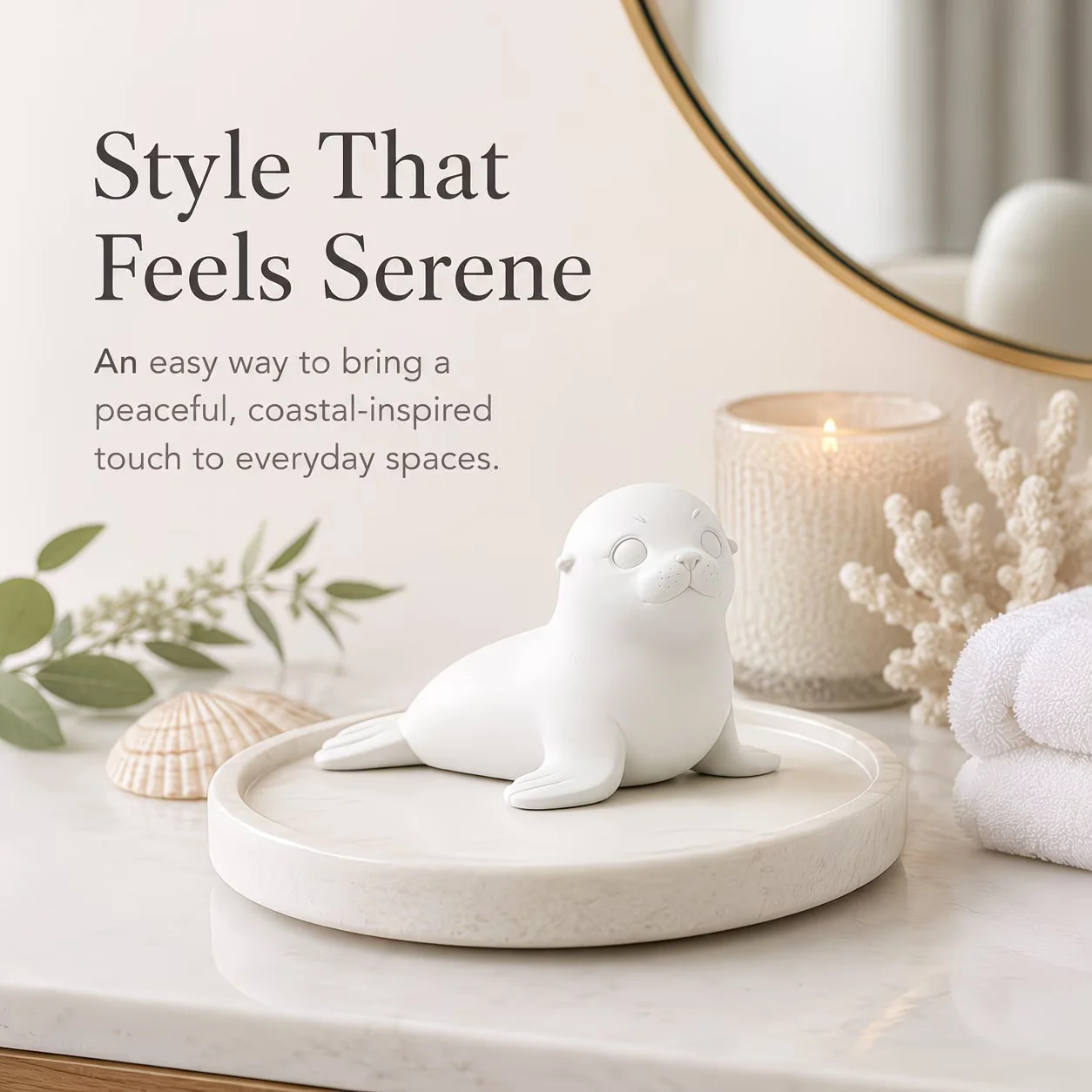 Newest Matte 3D Printed Seal Statue Coastal Style Animal Figurine Home Side Table Decor