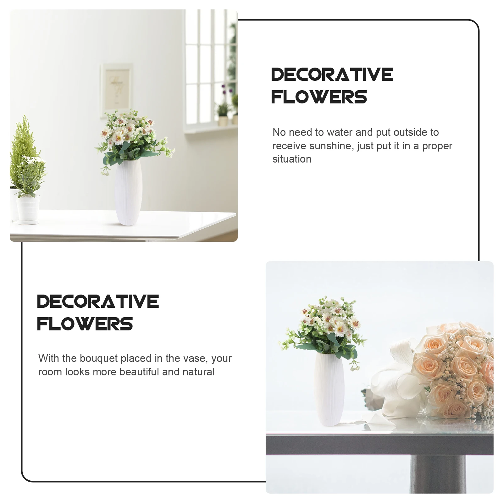 

2 Pcs Bouquet Realistic Plastic Fake Flower Wedding Decor Flowers Wedding Decor Artificial Flower Scene nament Indoor Outdoor