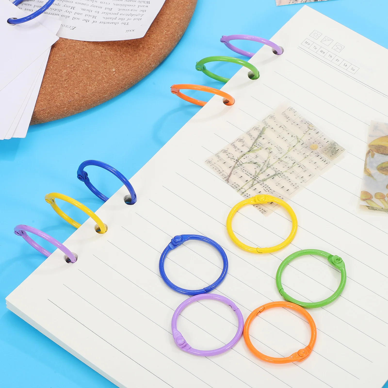 50 Pcs Notebook Colorful Keychain Pendant Ring Binder Rings Books Leaf Loose Loose-leaf Colored Office