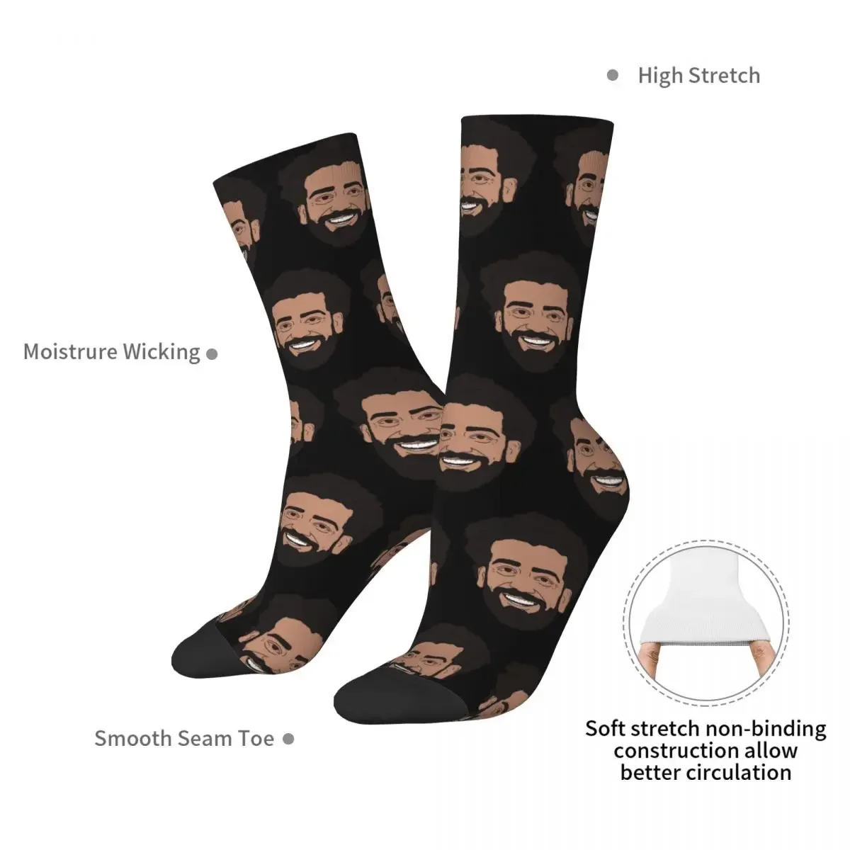 Liverpools Mo Salah Socks Harajuku Sweat Absorbing Stockings All Season Long Socks Accessories for Man\'s Woman Birthday Present