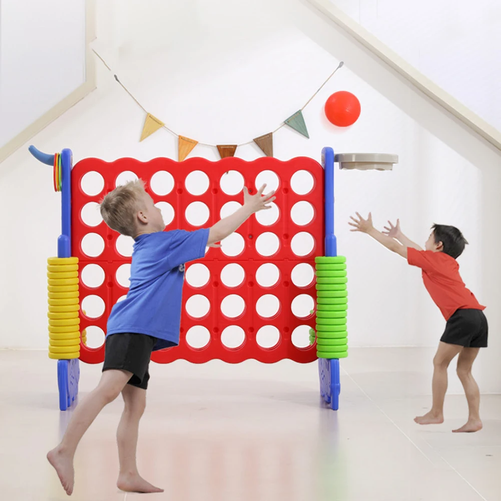 3 In 1 Game Chesses Toy Children Entertainment Game For Kindergarten With Basketballs Hoop Rings Toss Four In A Row Game