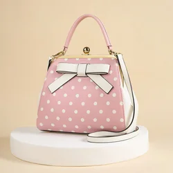 Compact Chic: Stylish Polka Dot Canvas Coin Purse with Secure Kiss Lock – The Perfect Versatile Daily Wallet