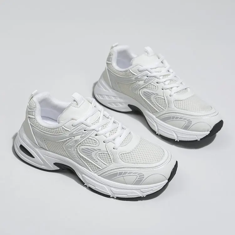 Atmungsaktive Mesh-Sneaker für Damen, Chunky Dad-Sneaker mit runder Zehenkappe, dickem, erhöhtem, stoßdämpfendem Boden, lässige Plateau-Wanderschuhe – Detail 7