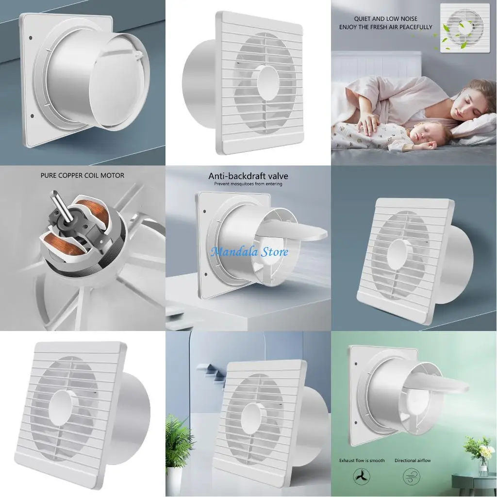 

U2JC 4inch Waterproof Bathroom Fan Humidity Sensors Auto Start Insect Prevent