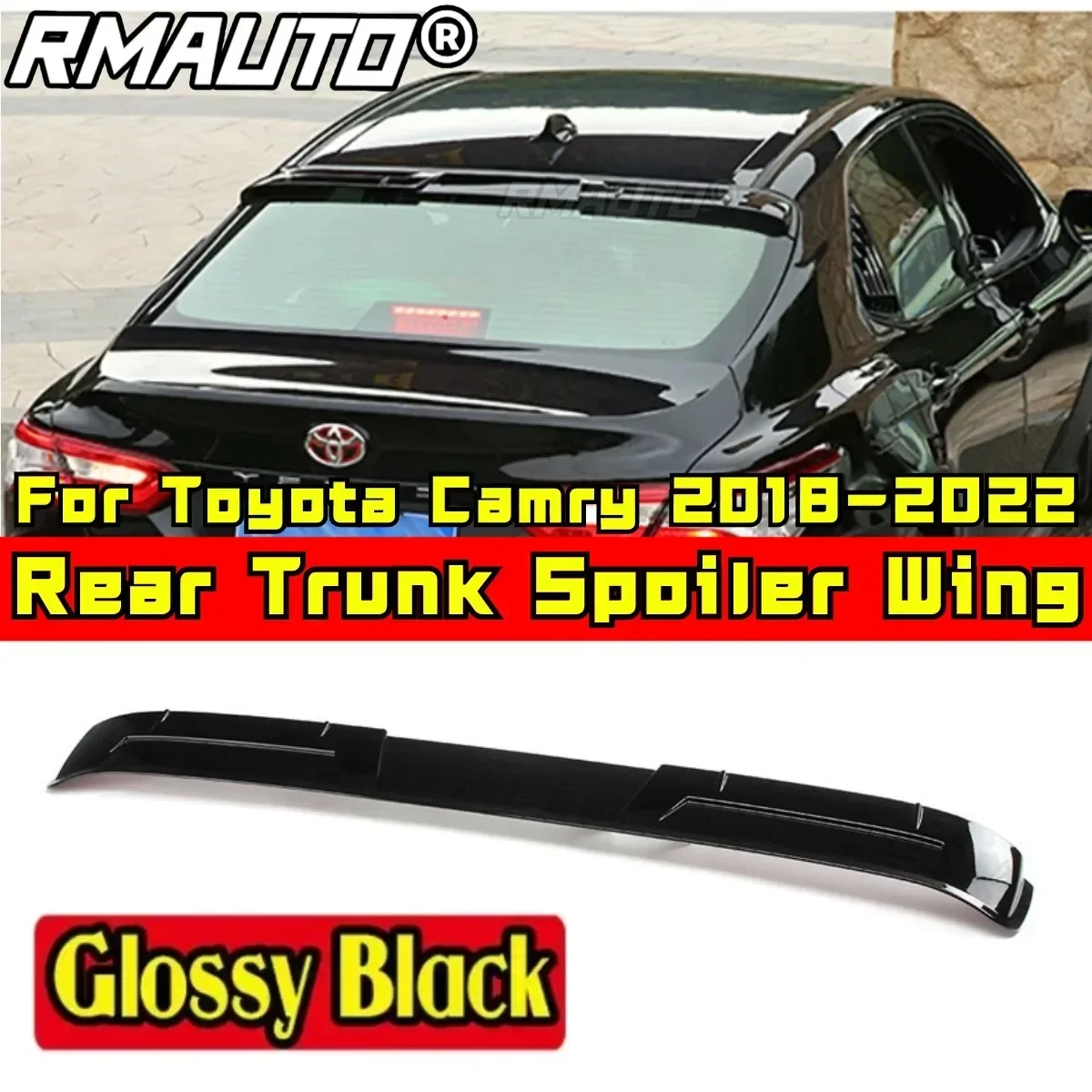For Toyota Camry 2018 2019 2020 2021 2022 2023 Rear Spoiler Wing Body Kit ABS Plastic Car Rear Roof Spoiler Car Accessories