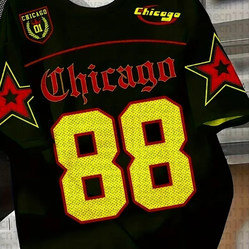 

Summer Men's Chicago NO.88 Print Sports Jersey Short Sleeve T-Shirt Graphic Tee Jerseys Plus Size Women T-Shirt Family Kids Tees