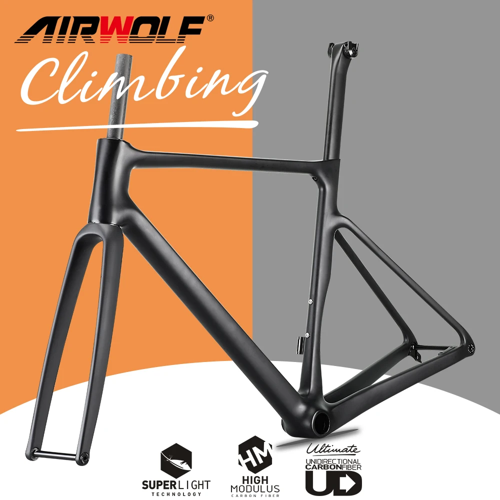 Airwolf Super Light T1100 Multicolor Carbon Road Bike Frame Max 700*38C Tires Climbling Road Bike Frame Carbon Bicycle Frame