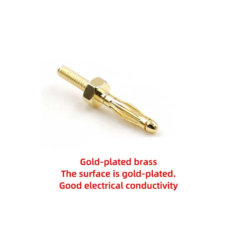 10PCS 28.360 2mm metal plug, all copper plated with 24k real gold, tail thread M2*6.5