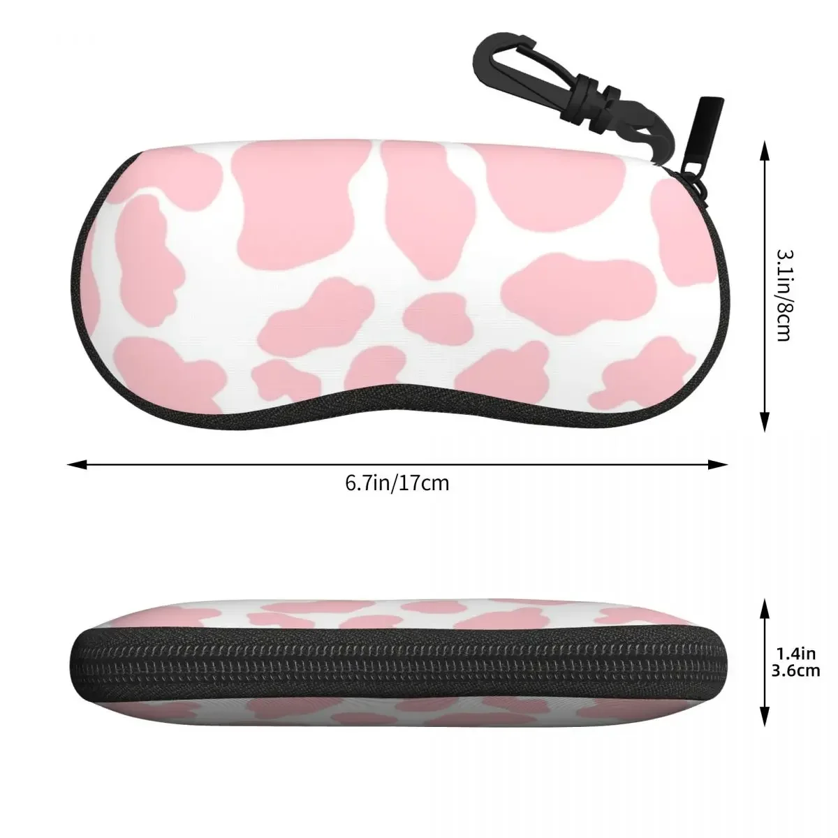 Strawberry Cow Print Shell Glasses Case Portable Sunglasses Box Women Men Soft Eyeglass Bag Pouch