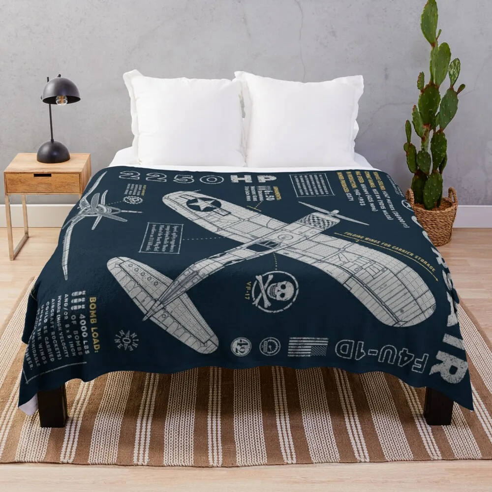 

F4U Corsair Throw Blanket knitted flannel fabric tourist blanket