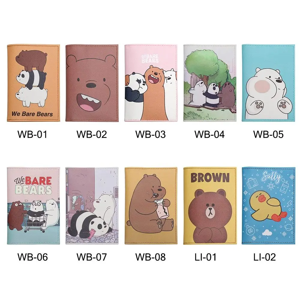 Gift Cartoon Bear Passport Cover PU Protection Ticket Clamp Waterproof Card Holder Certificate Protective Sheath Unisex