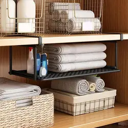 Hanging Net Basket Home Large Capacity Hanging Under The Cabinet Storage Shelves Spices Dishes Storage Pantry Kitchen Organizer